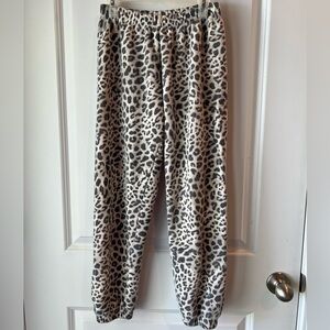 Spiritual Gangster Gray and White Leopard sweat Pants. XS